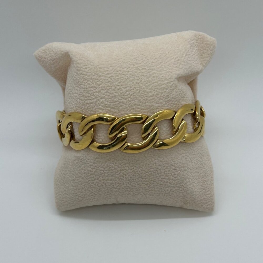 Vintage Napier Gold-tone Bracelet Chunky Curb Link 80s Designer Statement 7 in. - Picture 6 of 14